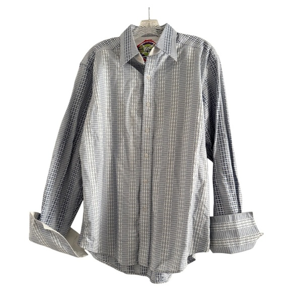 ROBERT GRAHAM Men Flip Cuff Long Sleeve Geometric Cotton Button Up Shirt-Size L - Picture 1 of 10
